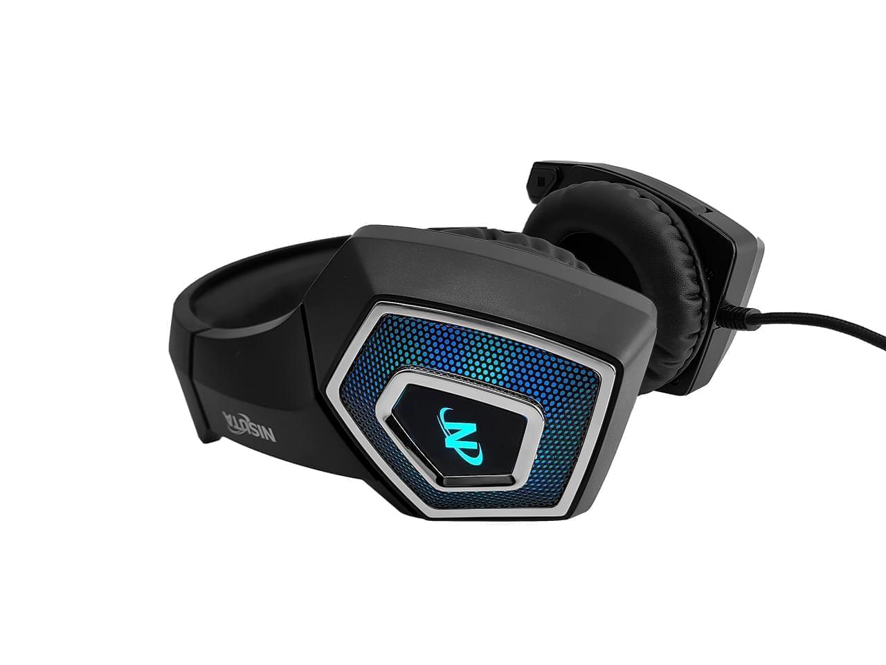 Auricular Nisuta Gaming Bluetooth/Cable con Led y micrófono